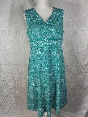 croft & barrow Teal Paisley V-Neck Midi Dress